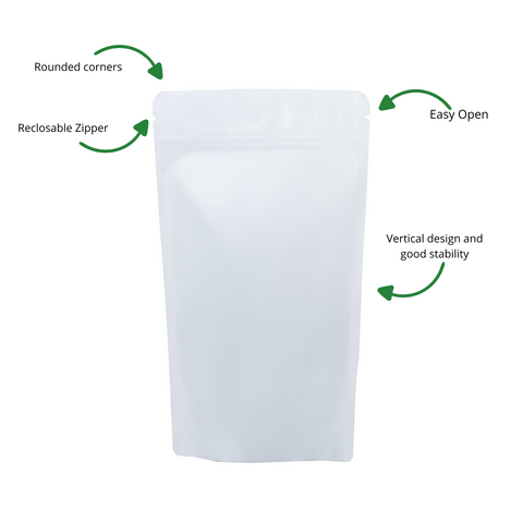 Petit sac Doypack recyclable ReciWhite avec fermeture éclair
