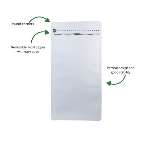 Grand sac recyclable à fond plat ReciWhite avec fermeture éclair et valve