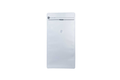 Sac à fond plat recyclable ReciWhite de taille moyenne avec fermeture éclair et valve