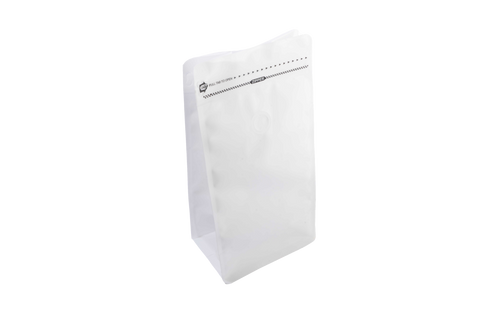 Sac à fond plat recyclable ReciWhite de taille moyenne avec fermeture éclair et valve