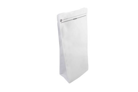 Grand sac recyclable à fond plat ReciWhite avec fermeture éclair et valve